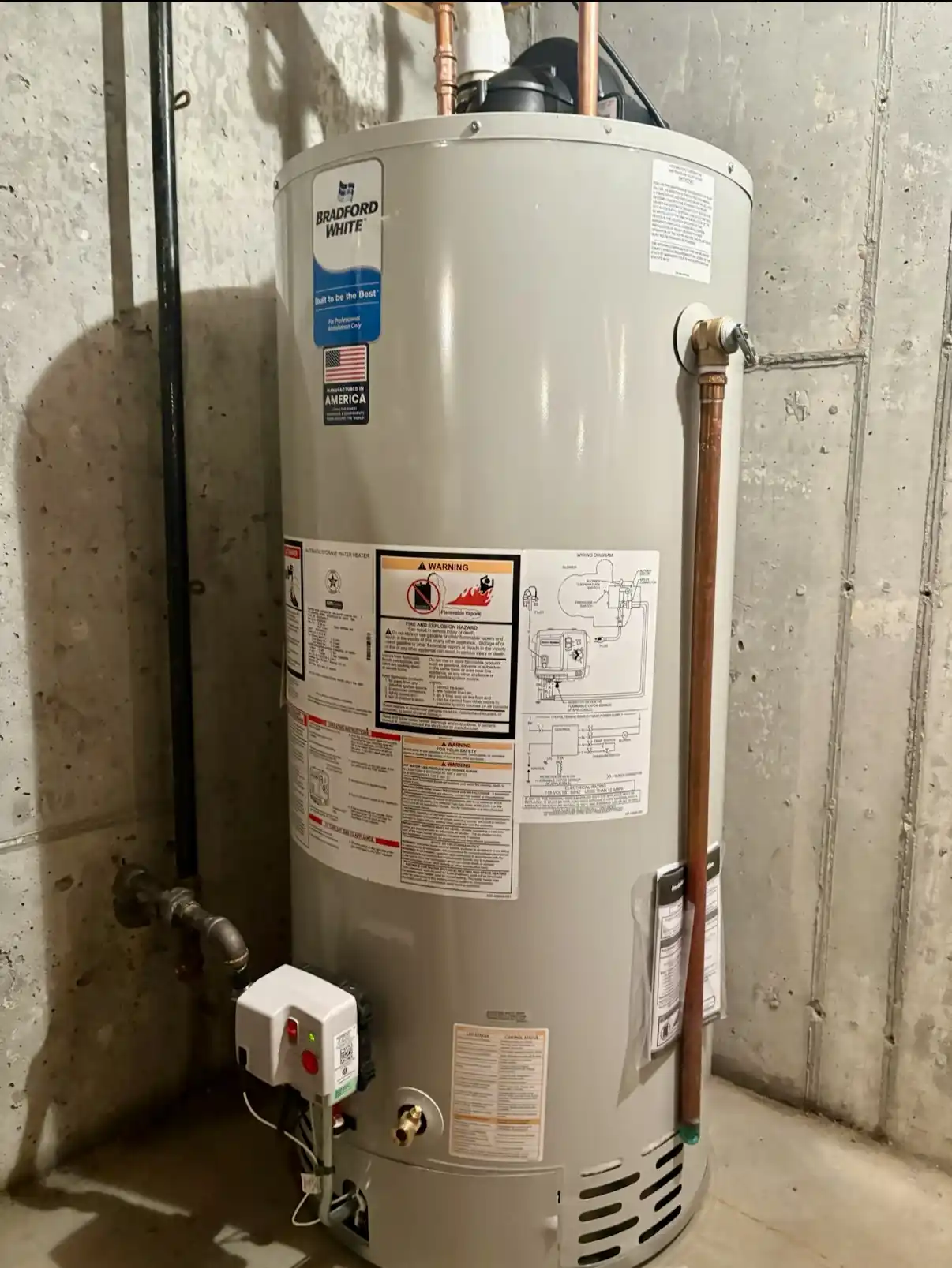 Bradford White water heater installation in Boston